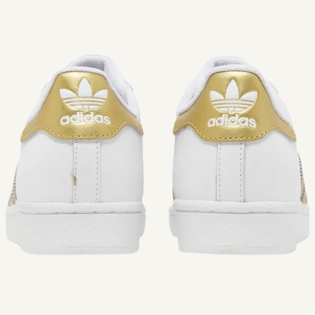 Adidas Originals Women's White/Gold Superstar Sneakers, FX7483 (No Box)