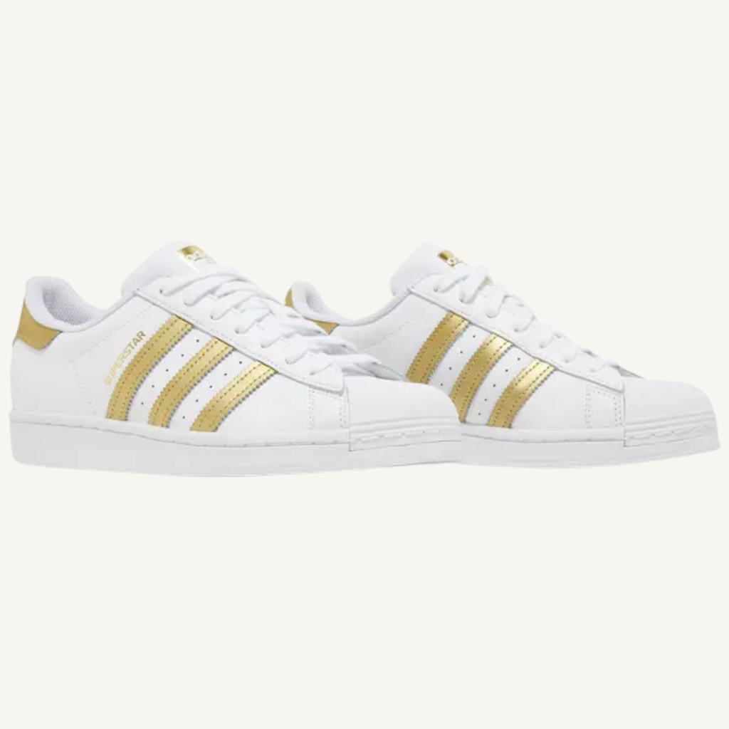 Adidas Originals Women's White/Gold Superstar Sneakers, FX7483 (No Box)
