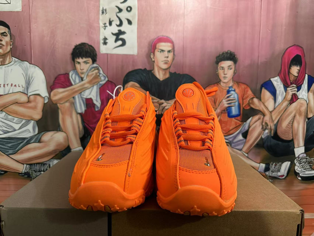 Orange Low-Top Sneakers with Metallic Side Panels