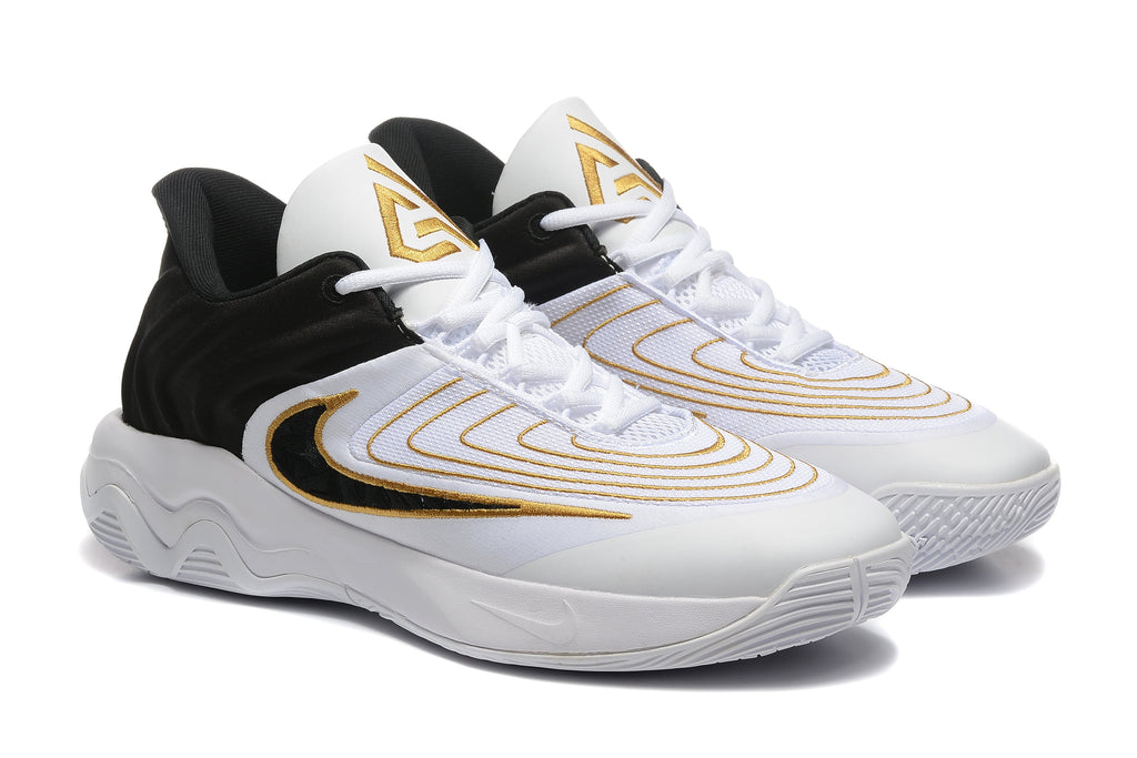 Nike Zoom Freak 5 Basketball Shoes White Black Gold