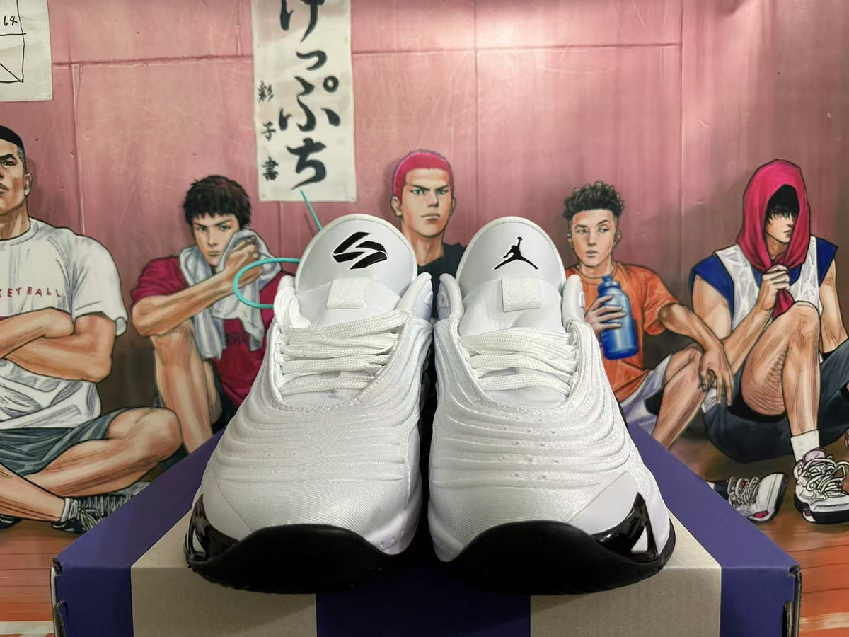 Jordan White Basketball Sneakers with Black Accents