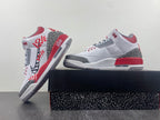 Air Jordan 3 White Grey Red Graphic Sneakers