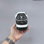 Louis Vuitton Trainer Sneakers in White and Black with Embellished Trim