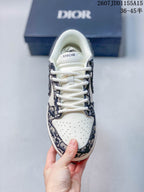 Nike SB Dunk Low White Navy Dior Pattern Sneakers
