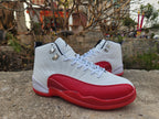 Jordan Air Jordan 12 White and Red High-Top Sneakers