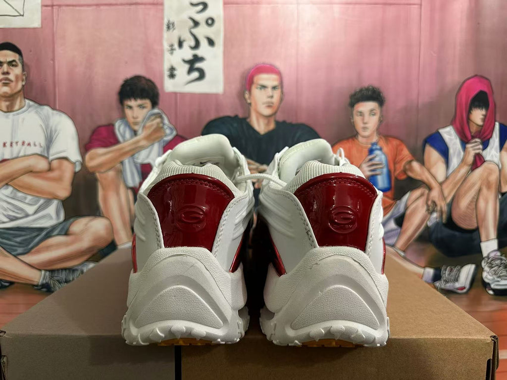 White and Red Sculpted Sneakers