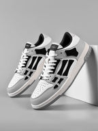 AMIRI Gray and White Low-Top Sneakers with Black Accents