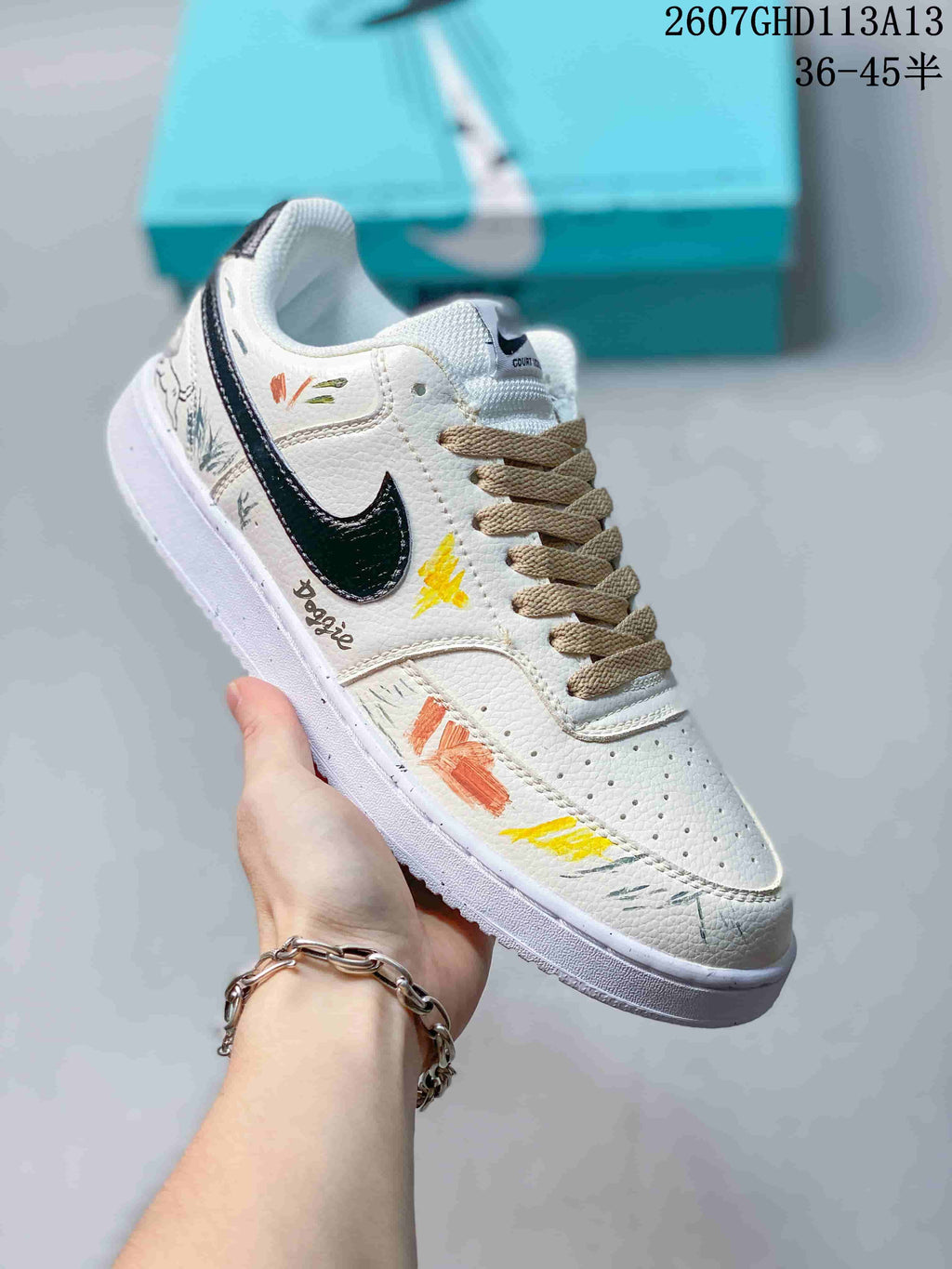 Nike Court Vision 1 Low Custom Graffiti Sneakers White