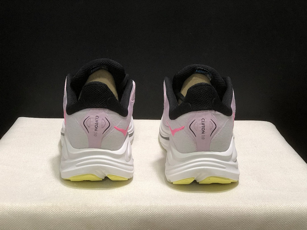 HOKA Clifton 10 Running Shoes in Pink and White