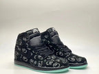 Jordan 1 High Black Patterned Sneakers with Mint Sole