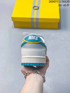 Nike SB Dunk Low Sneakers White Gray Turquoise Yellow