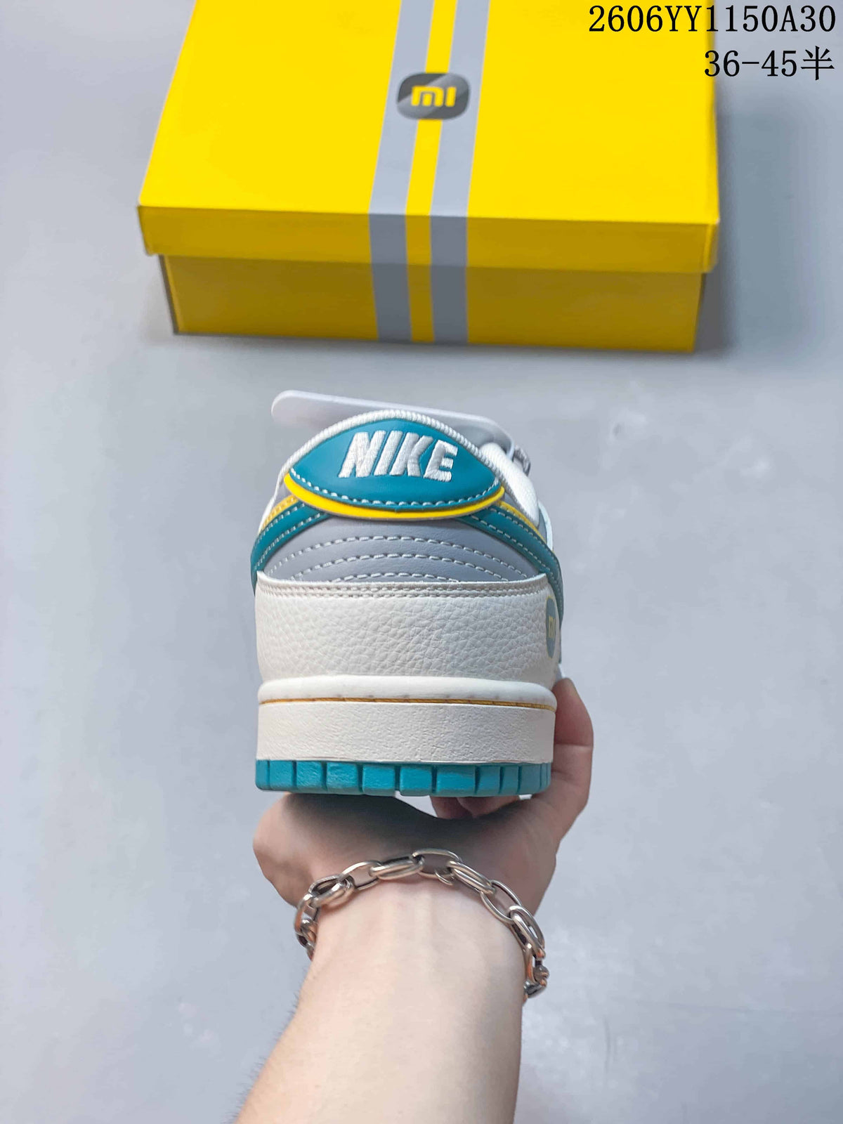 Nike SB Dunk Low Sneakers White Gray Turquoise Yellow