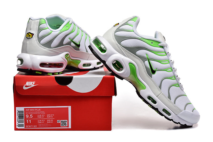 Nike Air Max Plus White and Volt Sneakers