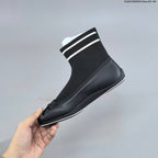Chanel Sock Ballet Flats with Bow, Black and White