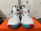 Nike White and Red Basketball Sneakers with Strap