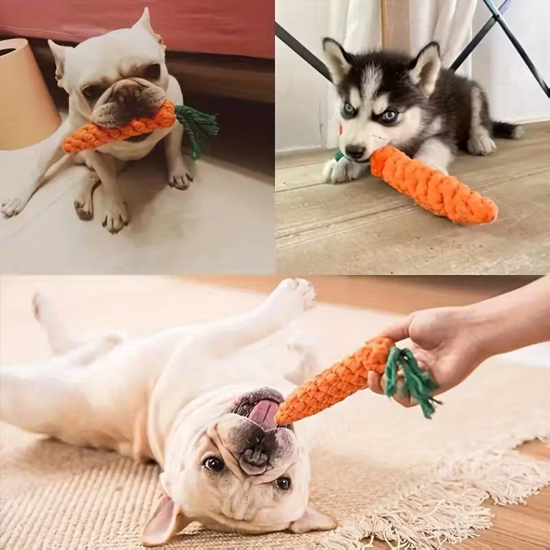 Bite-Resistant Carrot Rope Knot Dog Toy – Interactive Chew & Teething Toy for Medium Dogs