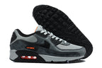 Nike Air Max 90 Sneakers, Grey and Black with Orange Accents