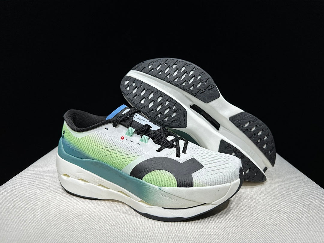 On Cloudboom Max Running Shoes, White and Green