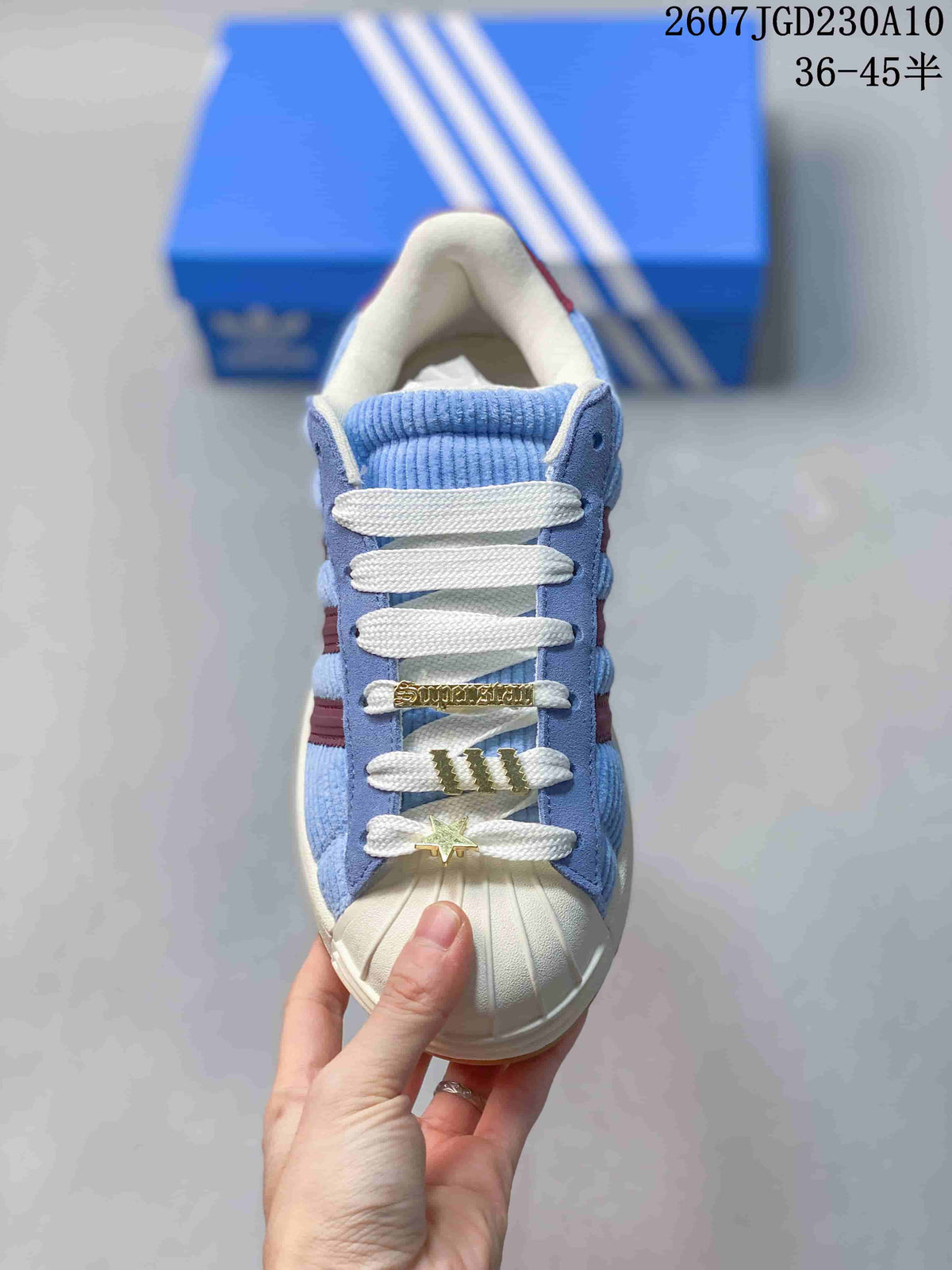 Adidas Superstar II Sneakers Blue and Burgundy
