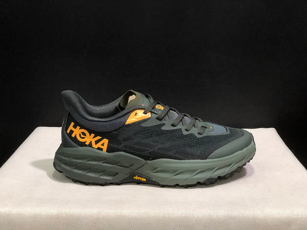HOKA Speedgoat 5 Trail Running Shoes, Black and Olive