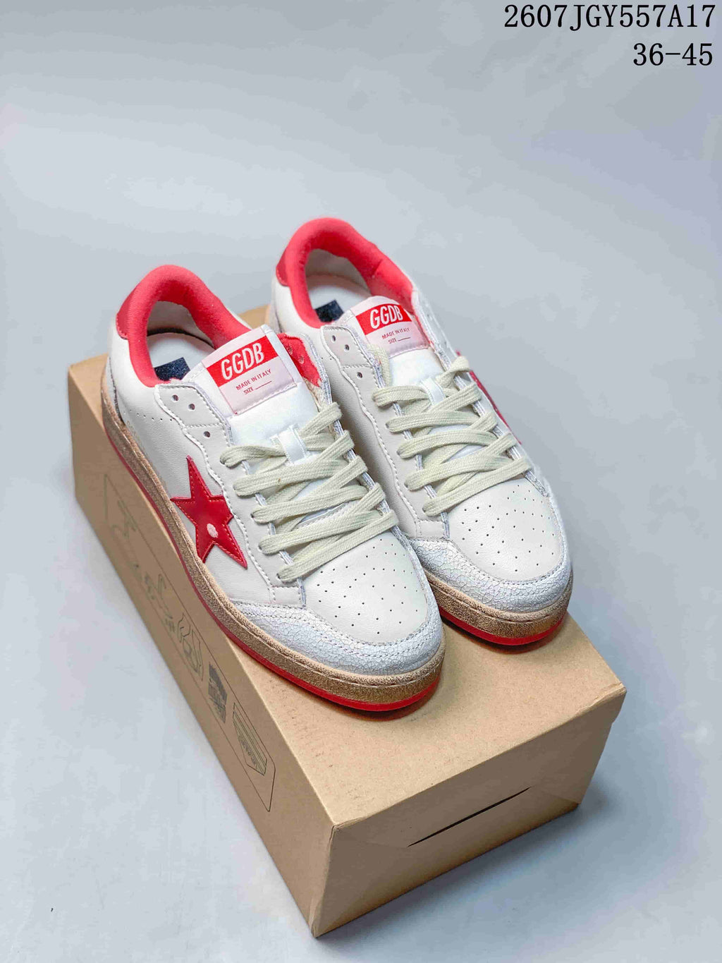 Golden Goose Ball Star White Red Low-Top Sneakers 2607TGY557A17