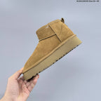 UGG-Style Mini Platform Winter Boots in Chestnut