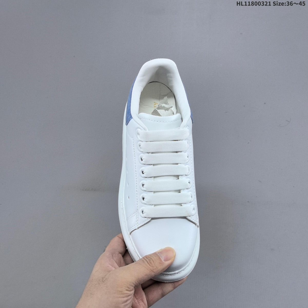 Alexander McQueen Oversized Low-Top Sneakers, White and Blue
