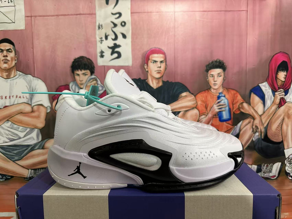 Jordan White Basketball Sneakers with Black Accents
