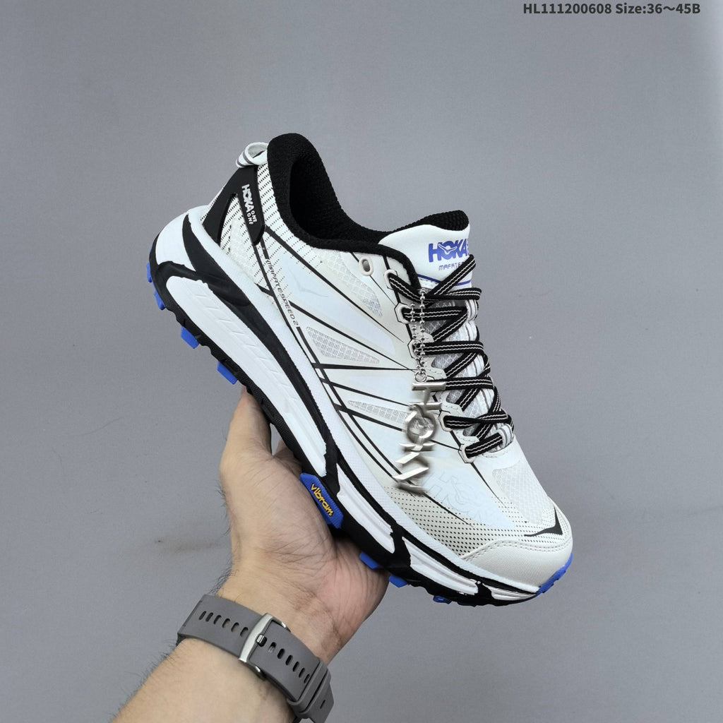 HOKA Mafate Speed 2 Low Trail Running Shoes, White Black Blue