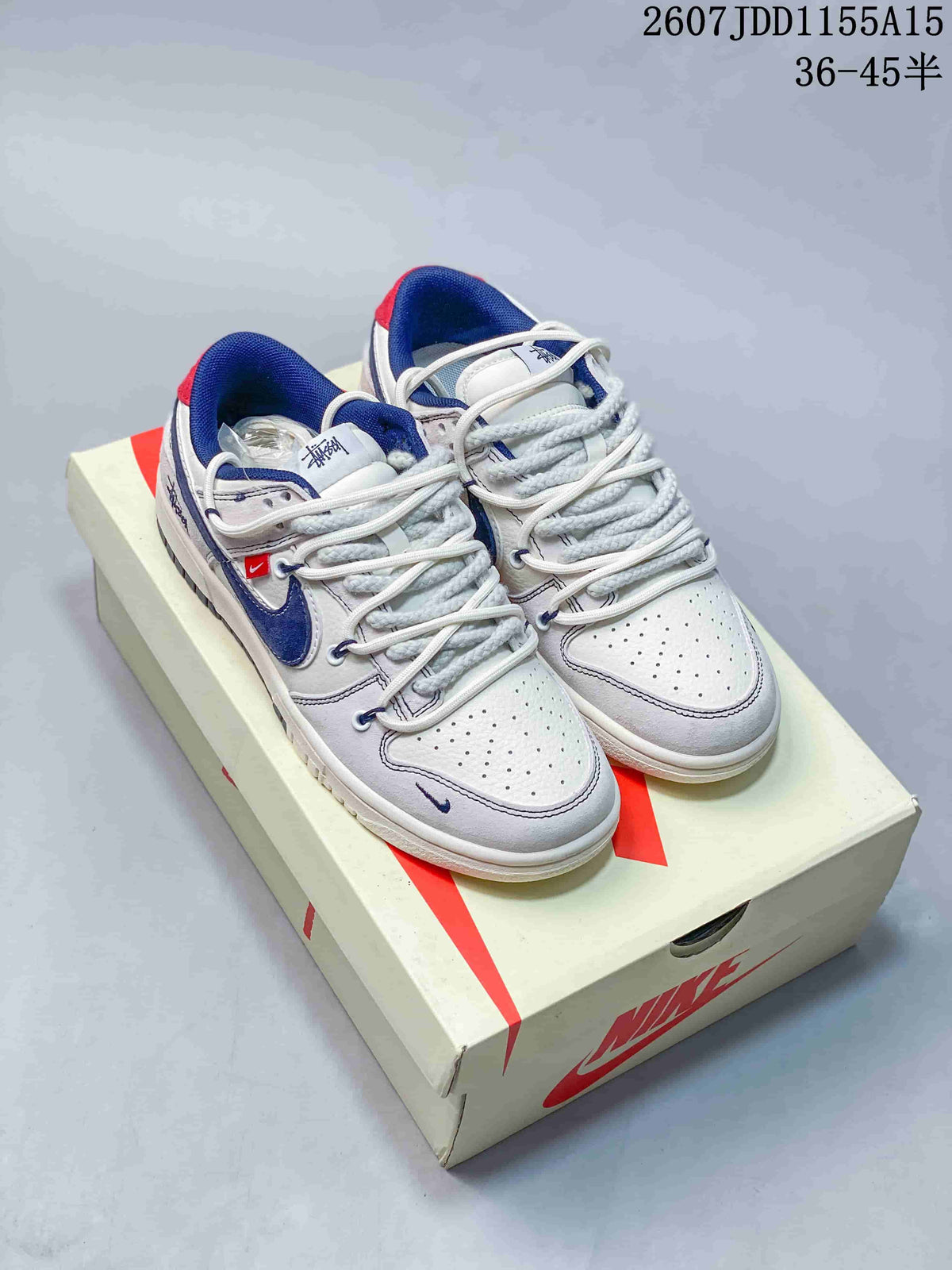 Nike SB Dunk Low Stussy White Grey Navy Sneakers