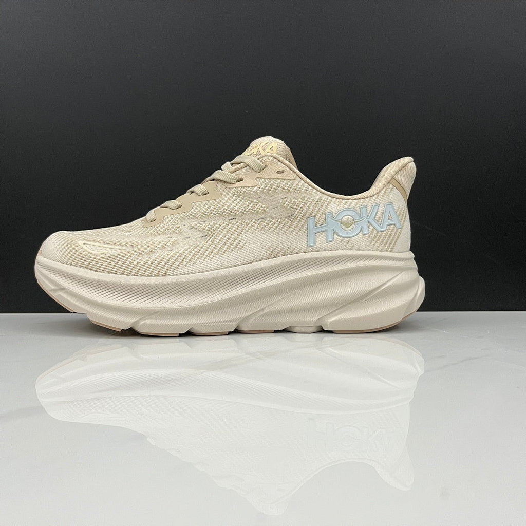 HOKA Clifton 9 Running Shoes in Beige and Tan