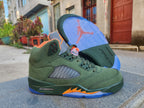 Air Jordan 5 High-Top Sneakers Green and Orange