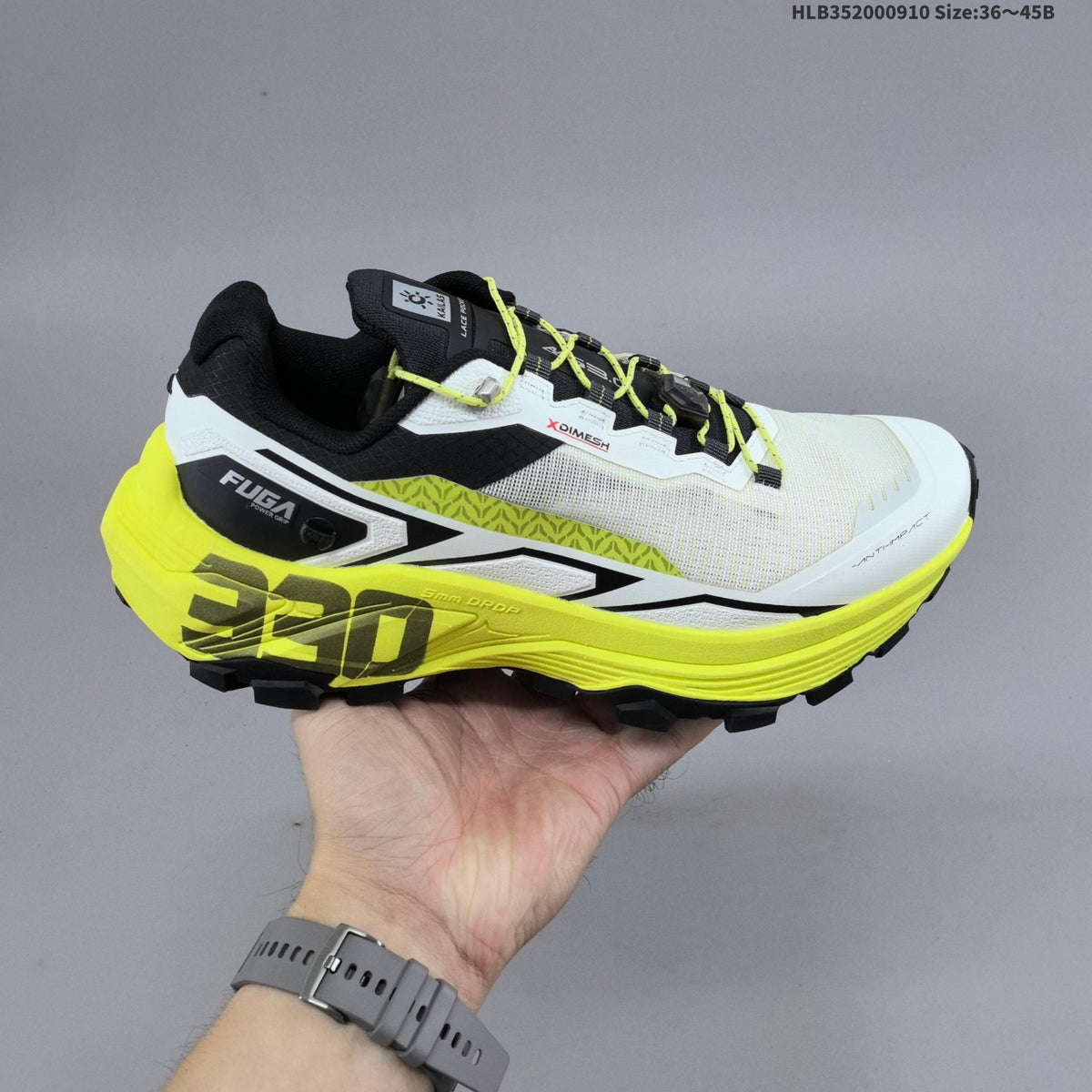 Kailas FUGA EX330 Trail Running Shoes, White and Neon Yellow