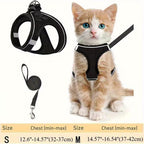 Escape-Proof Adjustable Reflective Mesh Pet Harness Set