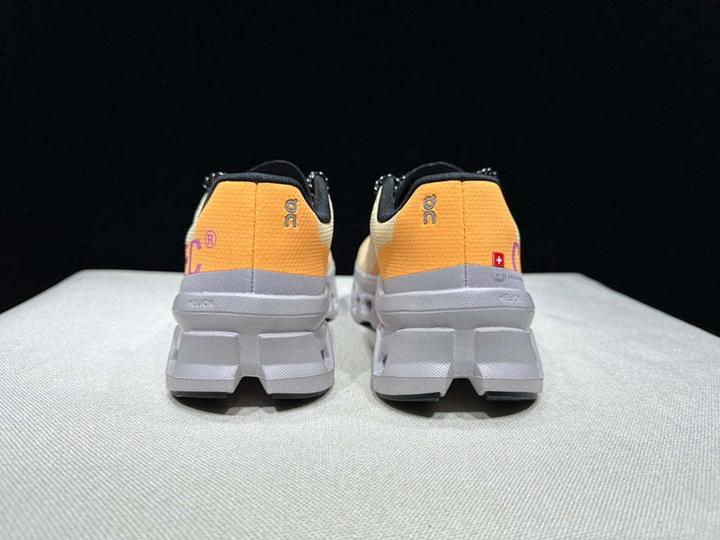 On Cloudmonster Running Shoes, Pale Yellow and Orange