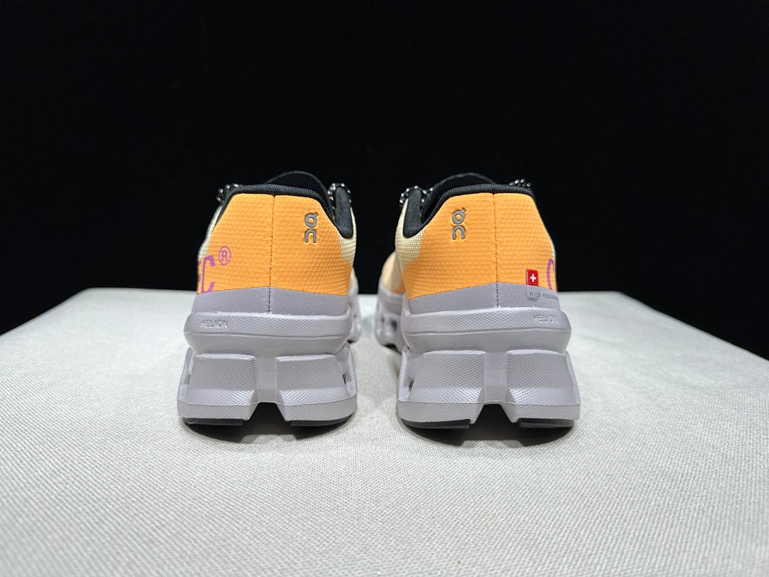 On Cloudmonster Running Shoes, Pale Yellow and Orange