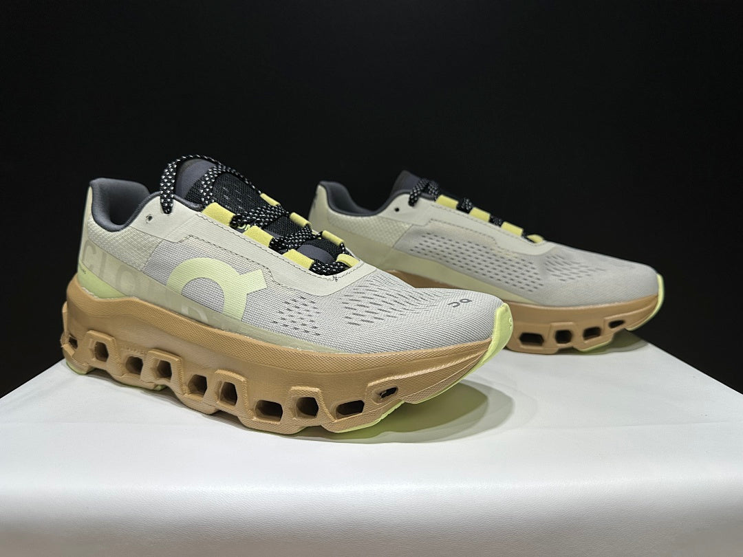 On Cloudmonster Sneakers in Sand Dune