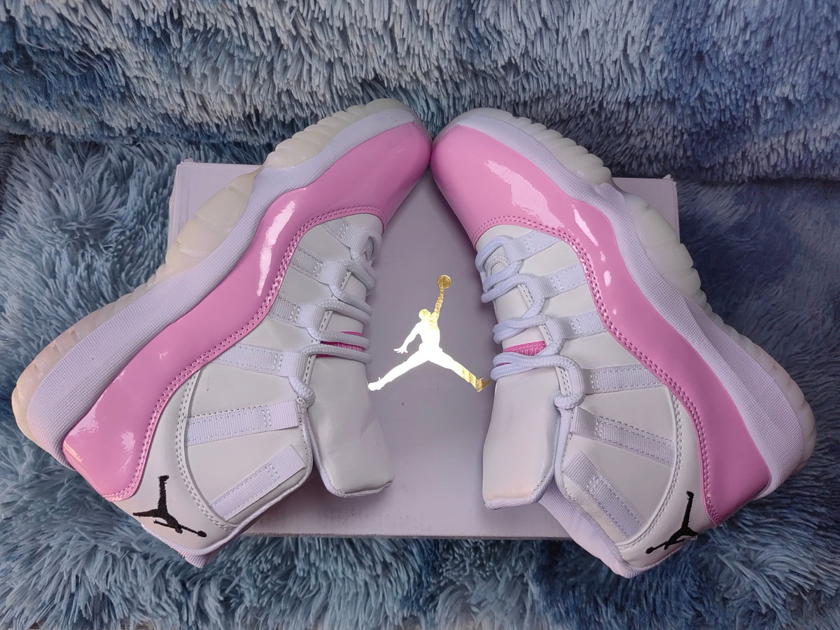 Jordan 11 Retro Pink and White High-Top Sneakers