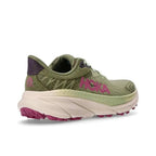 HOKA Trail Running Shoes in Olive Green and Pink