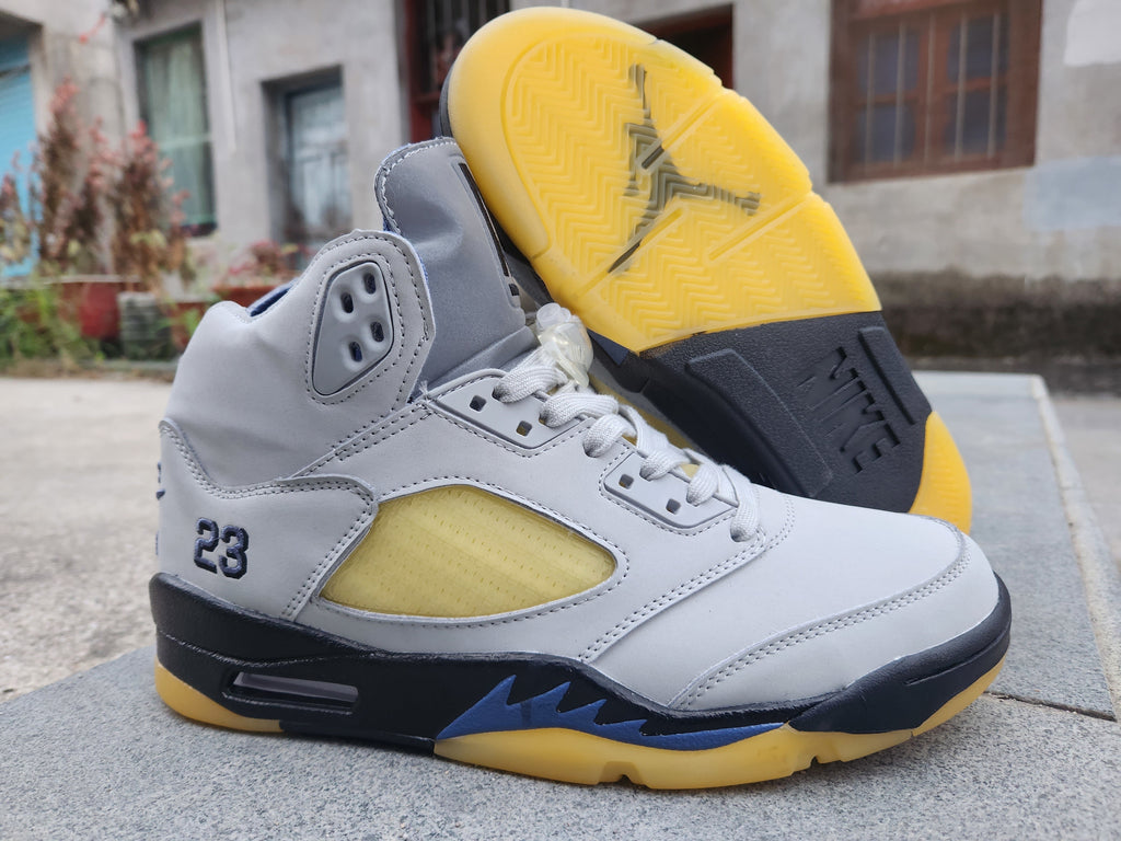 Air Jordan 5 High-Top Sneakers in Black and Yellow