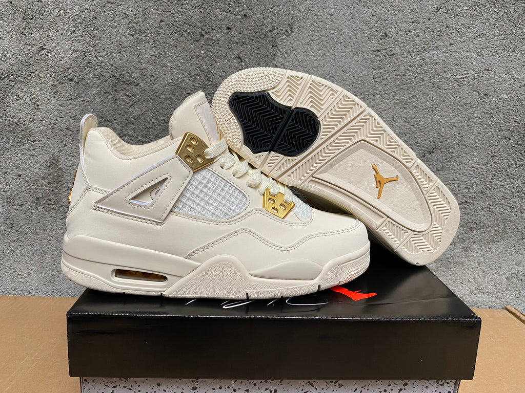 Jordan 4 Retro Sneakers in Ivory and Black Pink