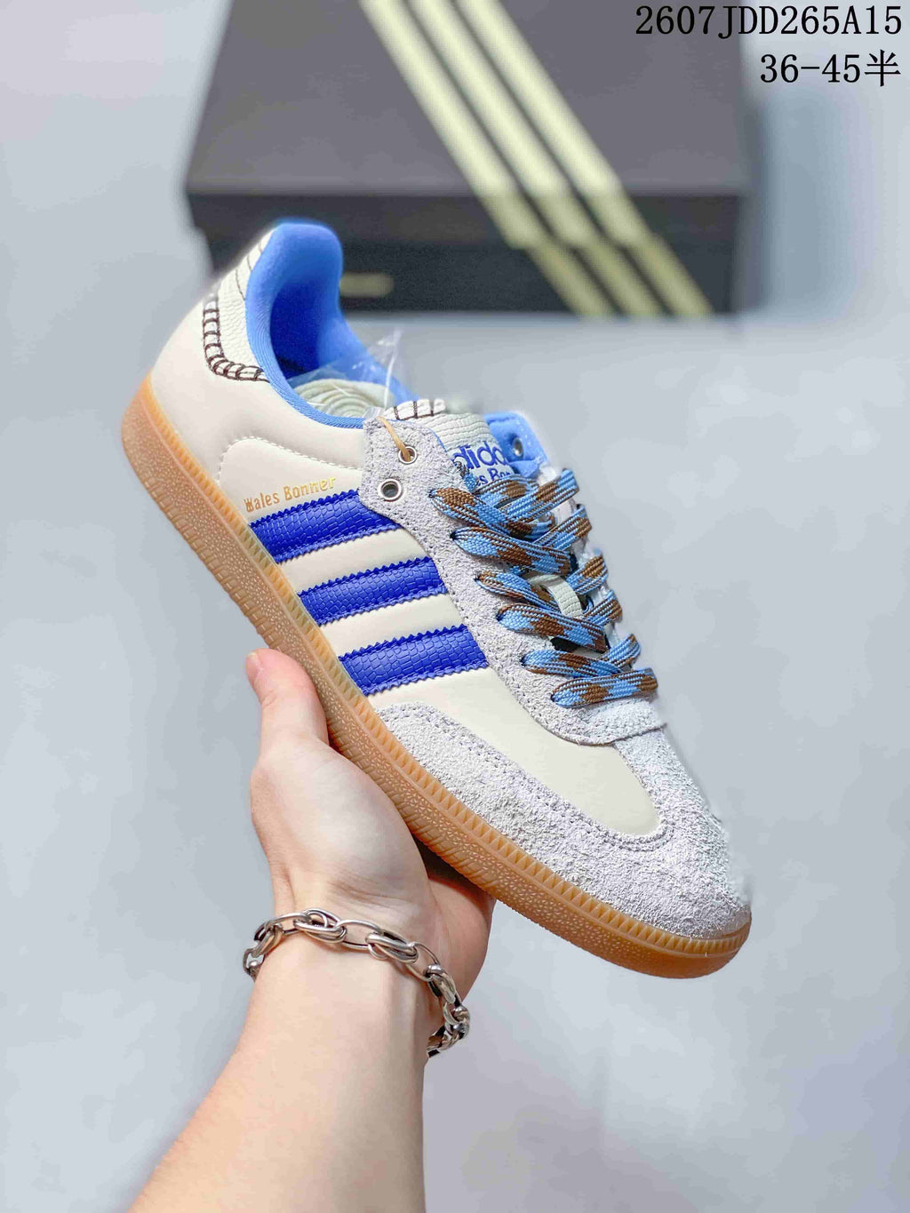 adidas Samba Leather Sneakers White Blue Gum JDD265A15