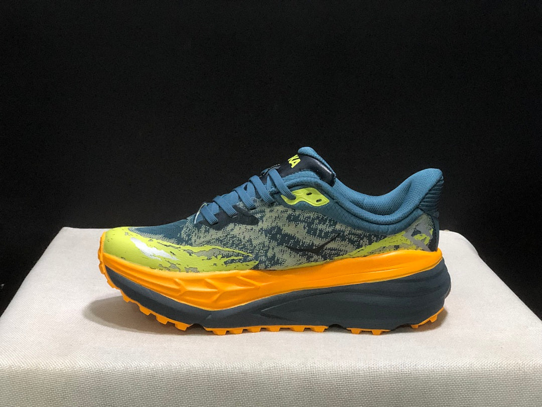HOKA Stinson 7 Trail Running Shoes Blue Yellow Orange