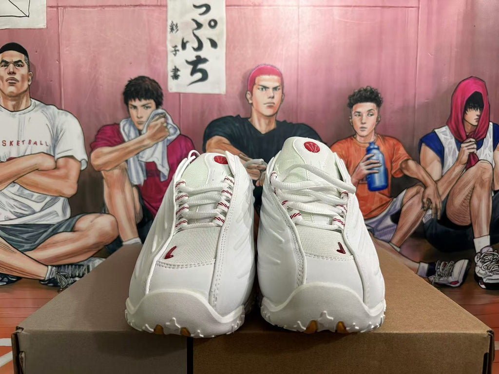 White and Red Sculpted Sneakers