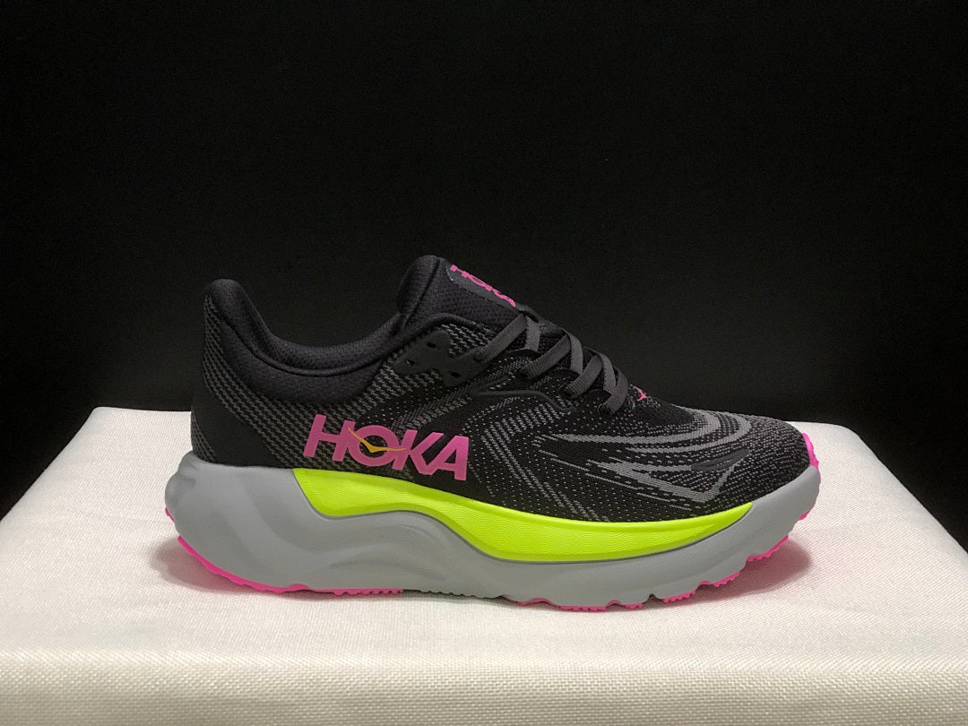 HOKA Arahi 8 Running Shoes, Black and Neon Yellow