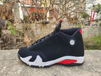Jordan 14 Black, White and Red Basketball Sneakers
