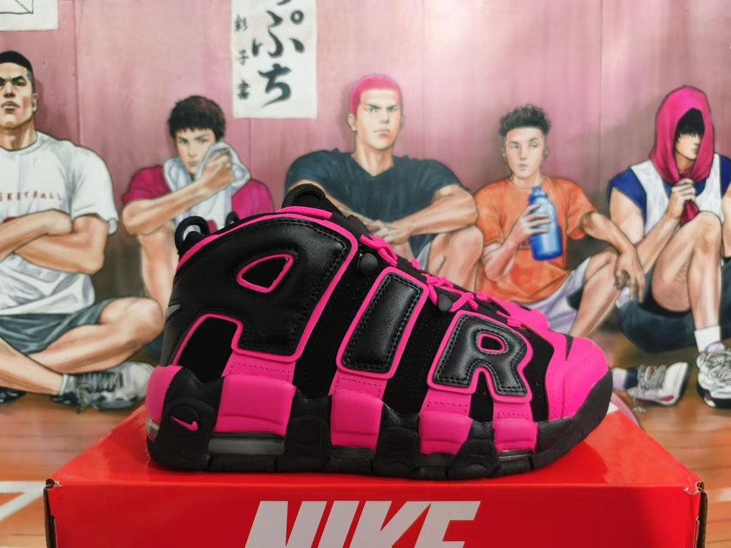 Nike Air More Uptempo Black and Pink Sneakers