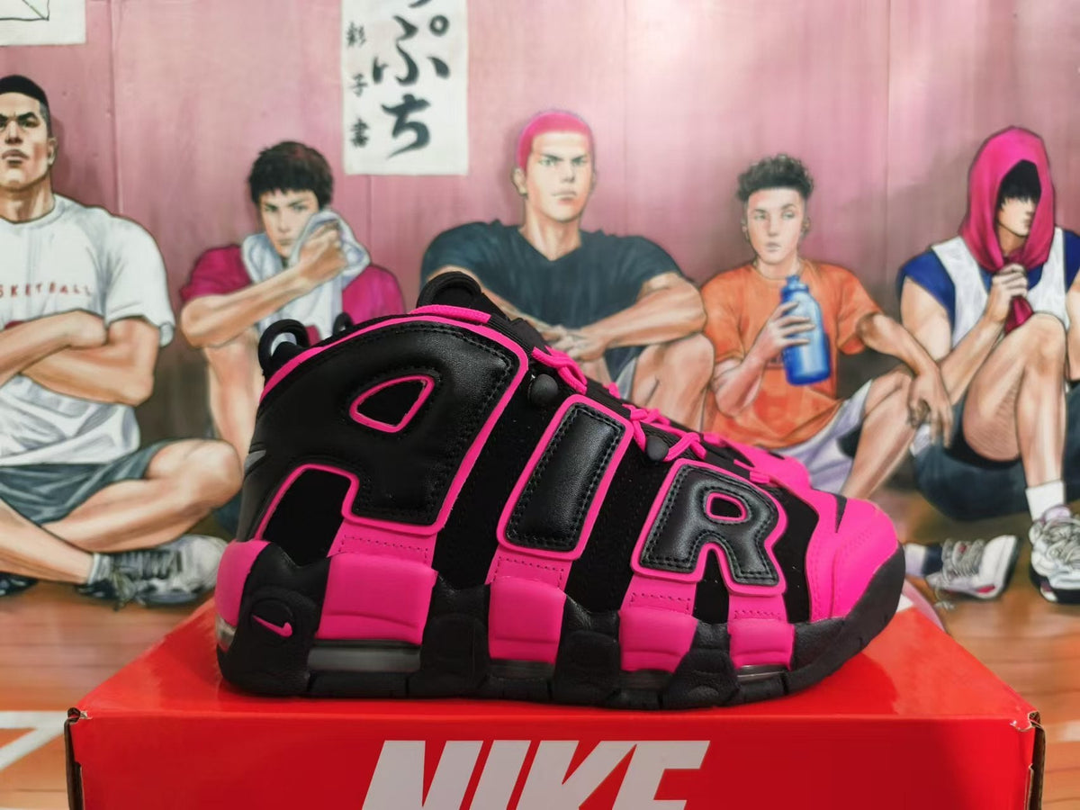 Nike Air More Uptempo Black and Pink Sneakers