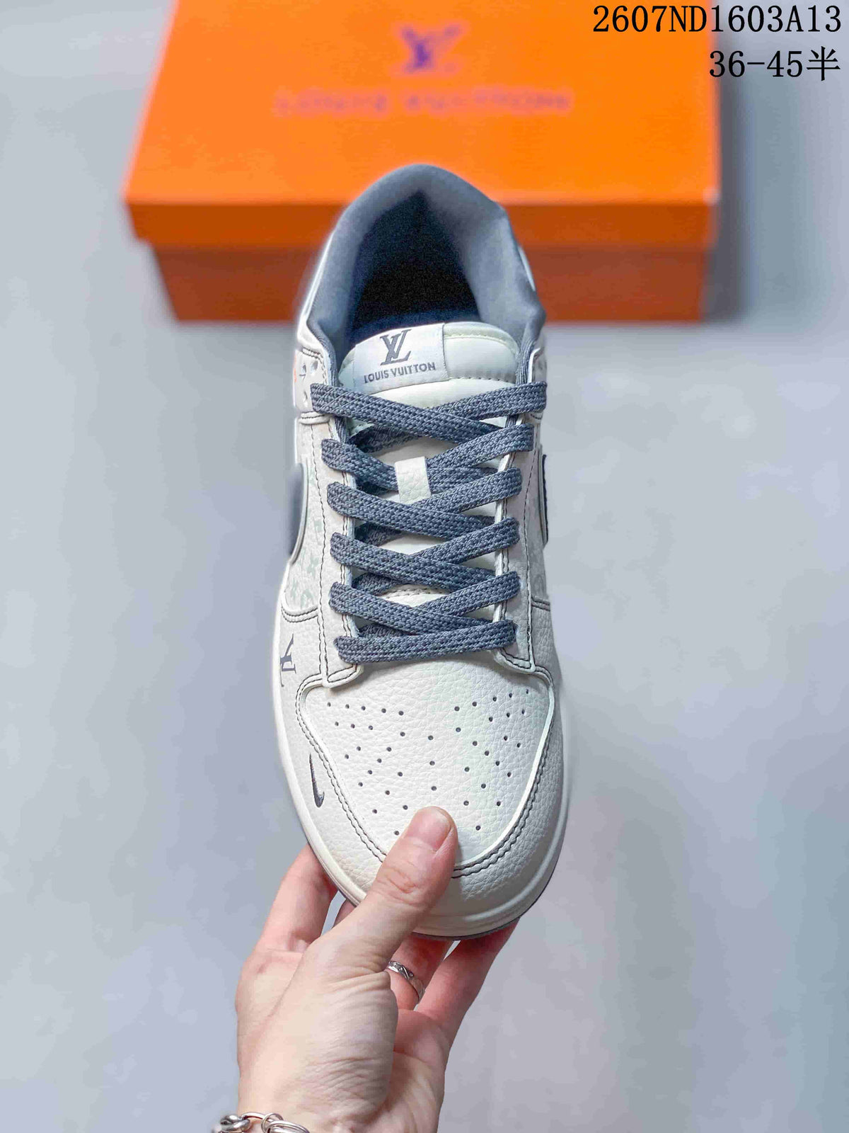 Nike SB Dunk Low LV Print White Grey Sneakers 2607ND1603A13