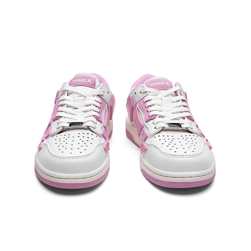 White and Pink Spade A Low-Top Sneakers MFS003-109